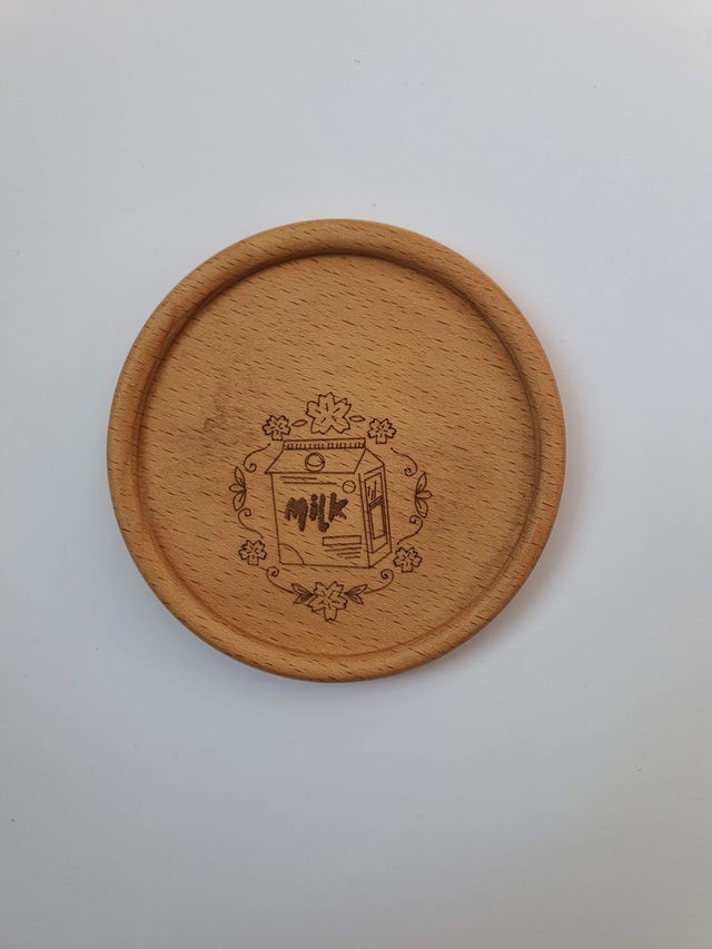 Milk wooden coaster