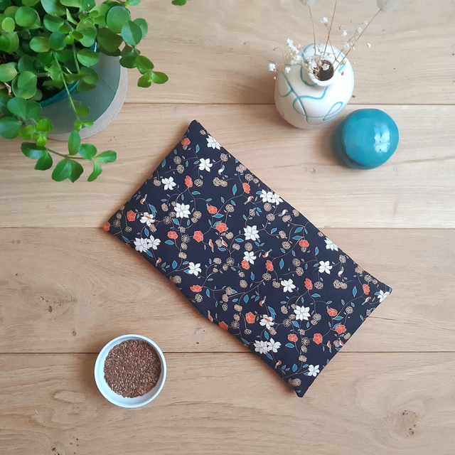 Bouillotte sèche aux graines de lin bio - Moyenne / Fleurs de nuit
