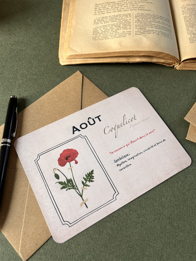 Carte 08. Août, le Coquelicot