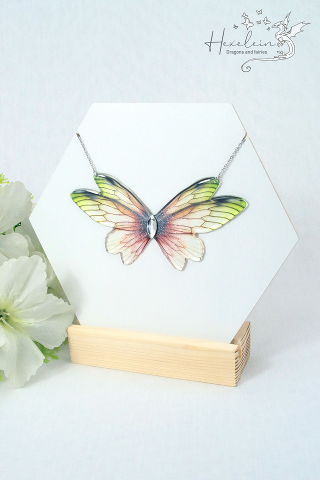 Mystic Emberleaf Large Fairy Wings Necklace