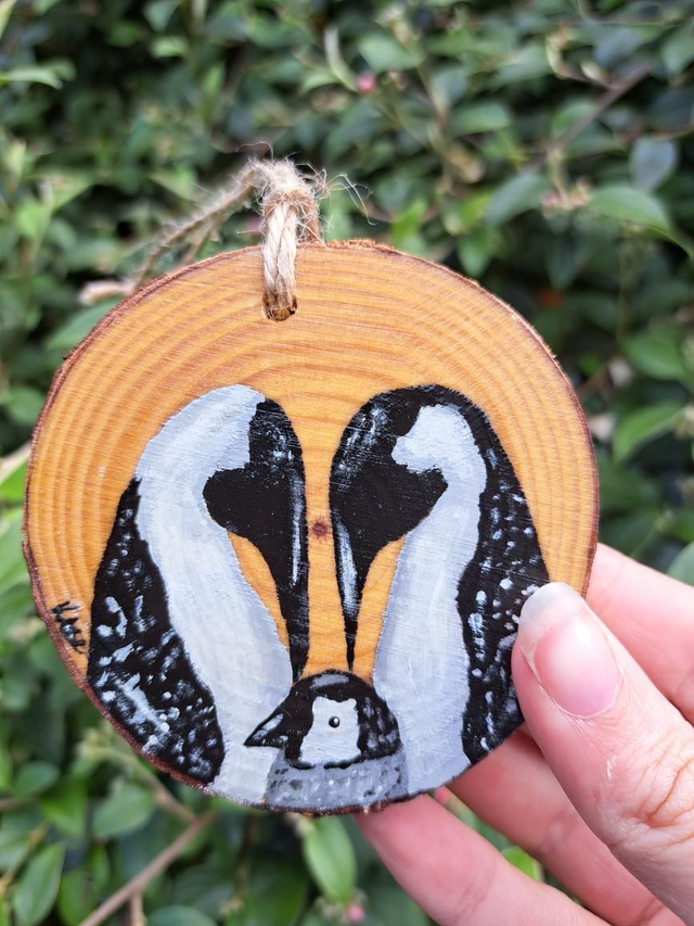 Handpainted Baby Penguin Woodslice