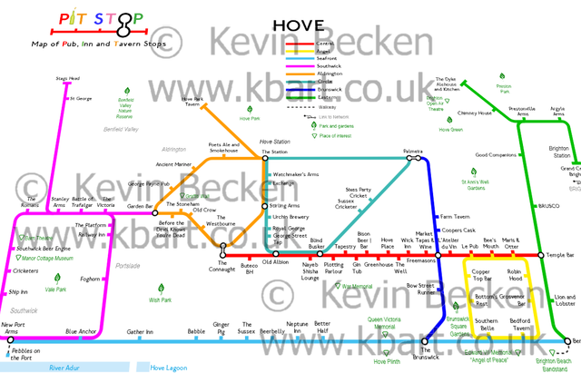 Hove PITSTOP map of Pubs, Inns and Taverns