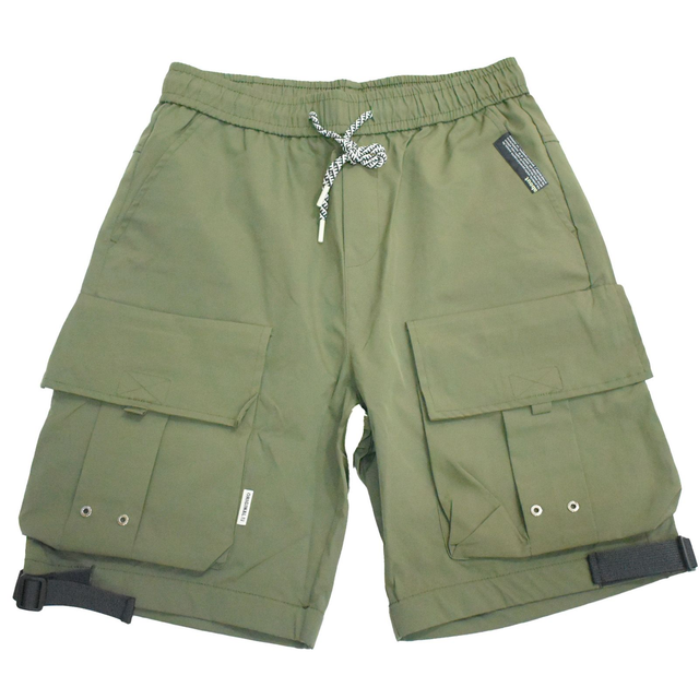 Shorts Streetwear About Military Green Color Cargo Multi-tasca