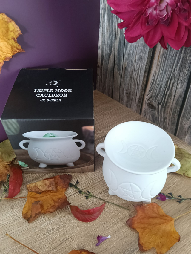 Brûle parfum Chaudron mystique " Triple lune" - Blanc mat