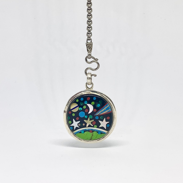 Pendentif Galaxy COLORS OF STARS 2 argent massif et pierres naturelles 