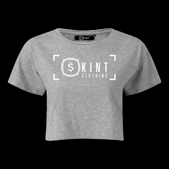 Skint Crop Top Velvet-Tee [Grey]