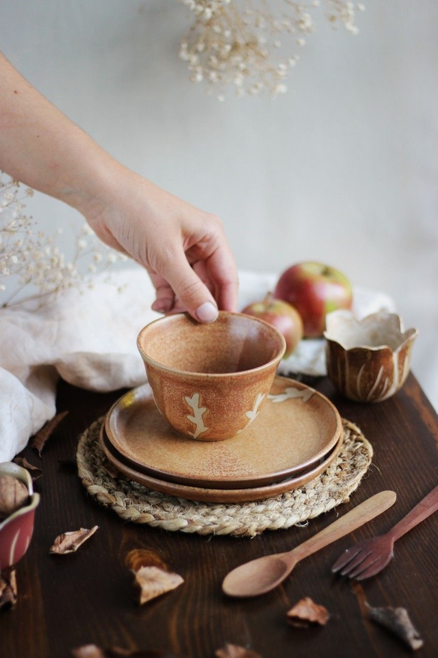 Petit bol &quot;brindilles ocre&quot; 15cl