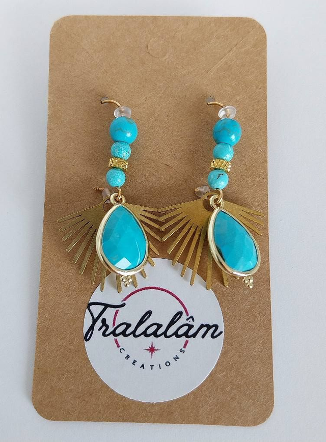 ✨Boucles d’oreilles &quot;palme turquoise&quot;✨