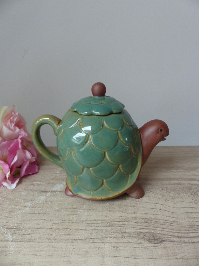 Rare Théière Tortue en Grès du Japon - Création Artisanale Vintage pour Amoureux du Thé et des Tortues - Céramique Animalière de Collection