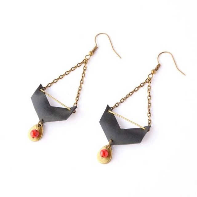 Boucles d&#039;Oreilles Upcyclées en Chambre à air Recyclée - Ethniques