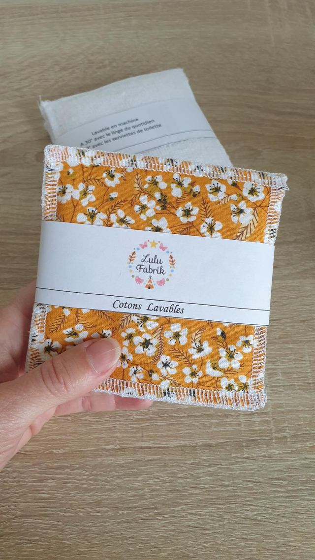 Lot de 7 cotons démaquillants FLEURI JAUNE