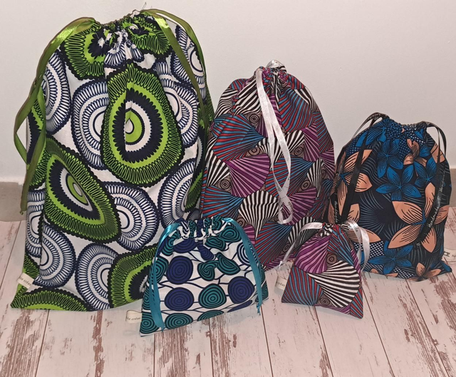 Pochon cadeau, vrac, wax fleuri