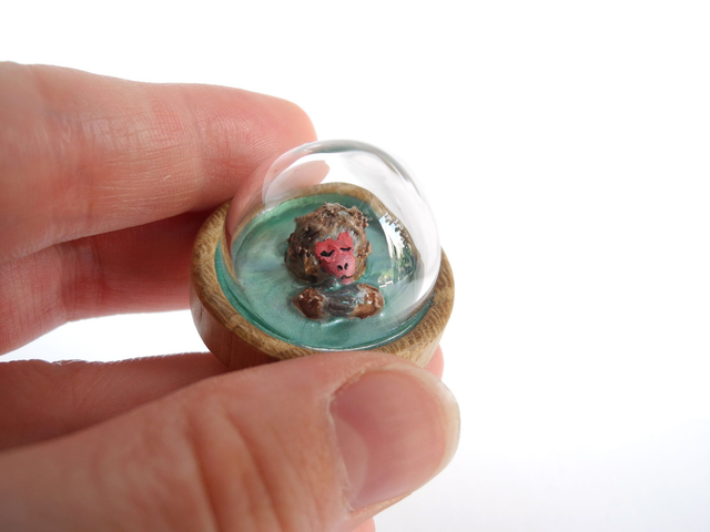 Snow monkey in a hot spring - miniature pendant for Japan enthusiasts