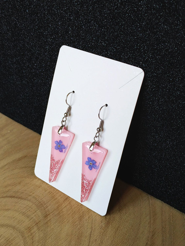 Boucles d'oreilles fleurs de Myosotis 