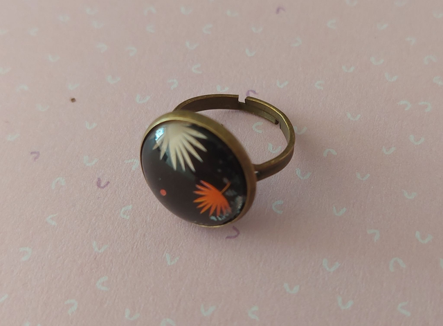 Bague Cabochon Noir de feuille