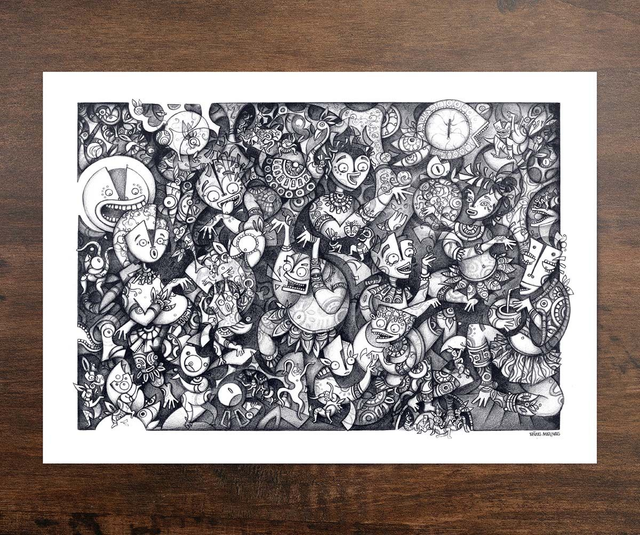 "De nouveau dans l'Invisible" - Dessin mouvementé au crayon graphite