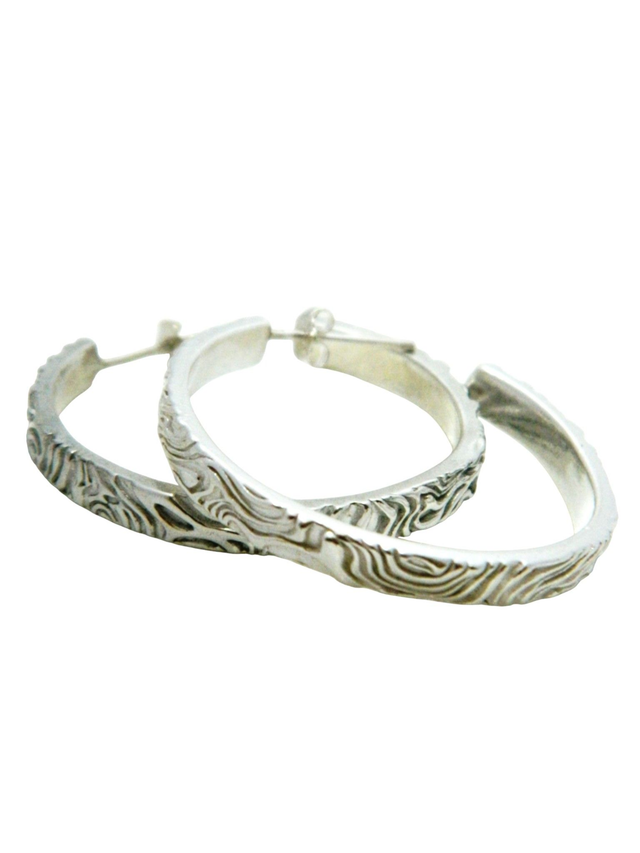 Deep textured medium-sized hoop earrings