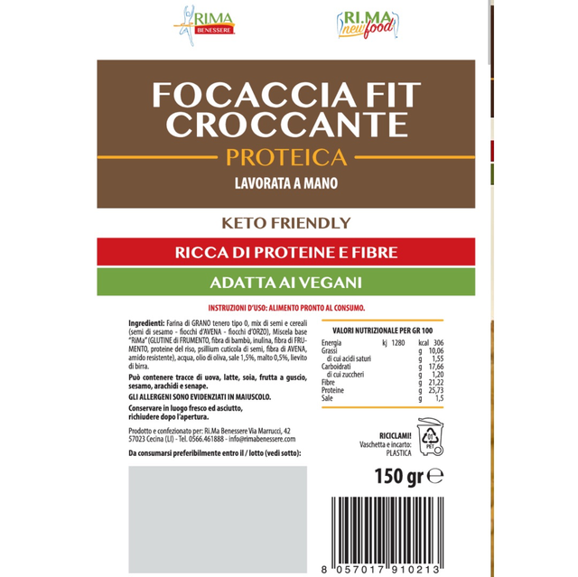 Focaccia fit croccante proteica naturale