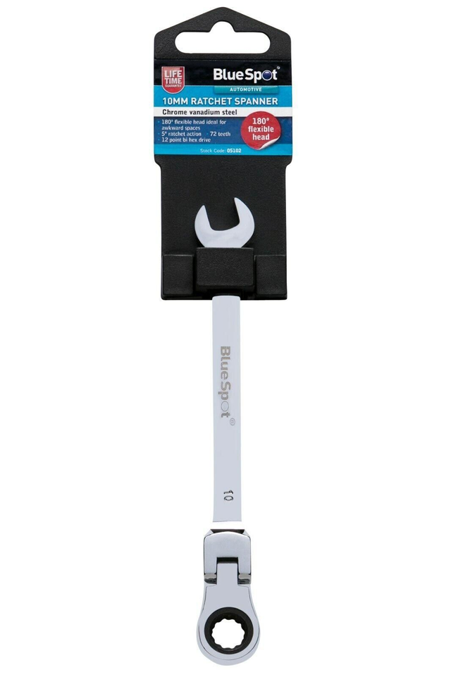 10mm BlueSpot Flexible Head Ratchet Spanner Combination Wrench Metric