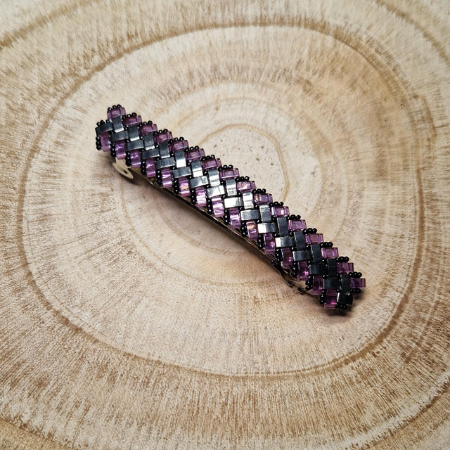 Moyen barrette argenté/violet 