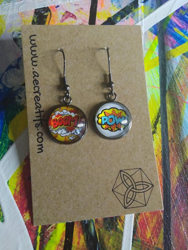 Boucles d&#039;oreilles cabochons BD 