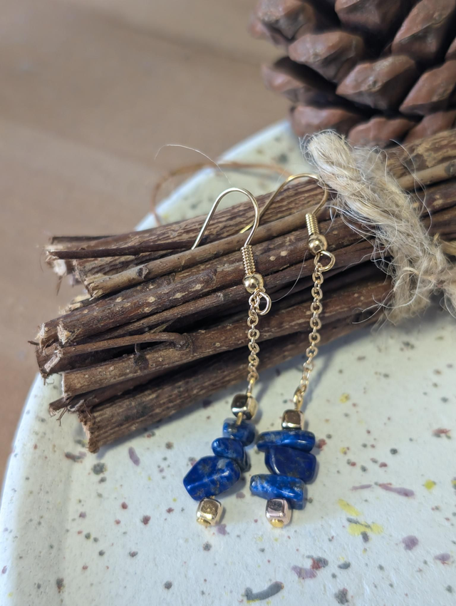 Boucles d'oreilles Lapis Lazuli - Perle Chips 