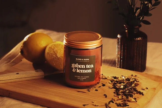 Blend and burn green tea and lemon candle