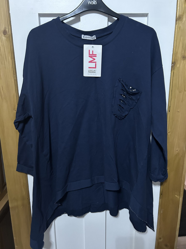 LMF - Blue Jumper with Sequin Rip - Free Size - 371