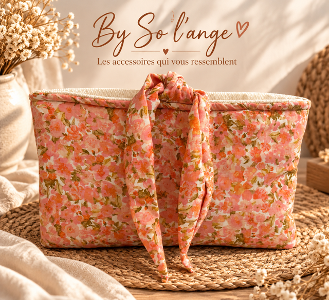 Pochette livre broché fleurie orange