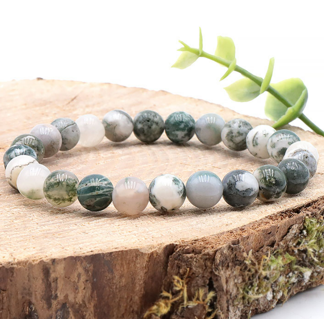 Bracelet boule 08mm agate arbre qualité A