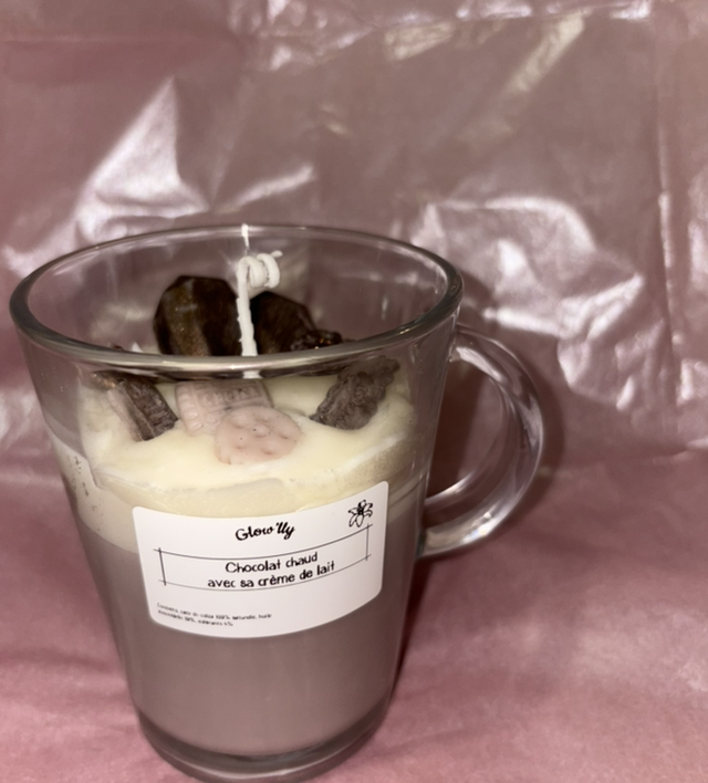Bougie Chocolat chaud avec sa crème de lait 