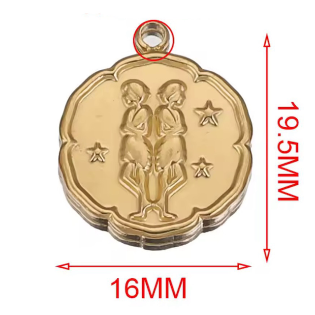 Charm segno zodiacale Gemelli a rilievo