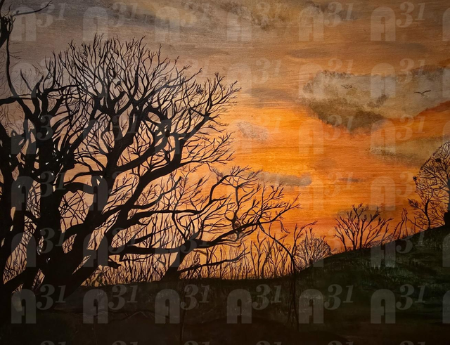 595. Song birds at dusk.  Limited edition print.