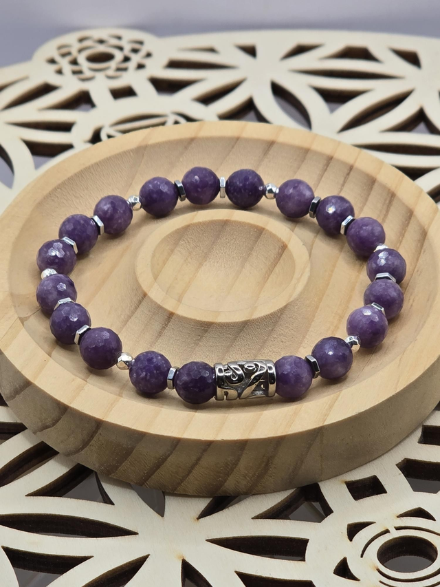 Bracelet Lépidolite à facettes 0,8 cm 