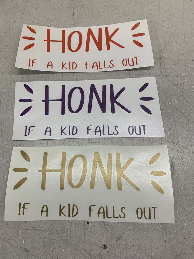 Honk if a child falls out sticker 