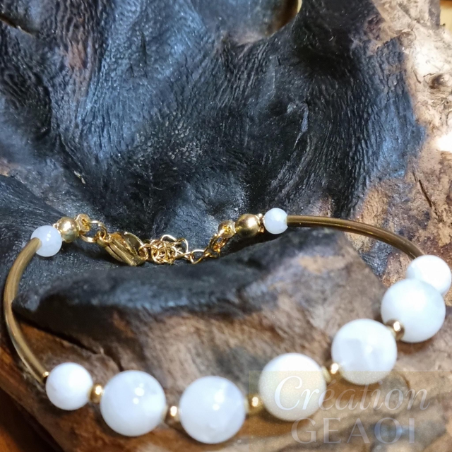 Jumelle élégante Pierre de Lune Blanche 