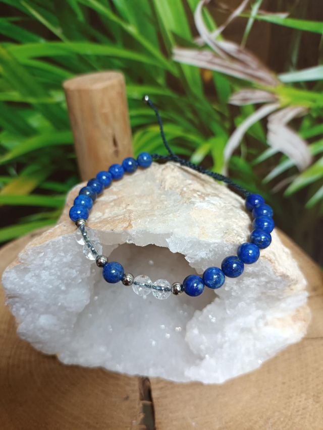 Bracelet en lapis-lazuli et cristal de roche