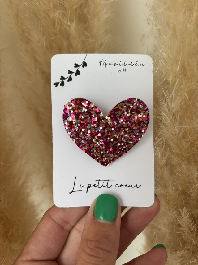 Broche - Coeur multicolore pailleté