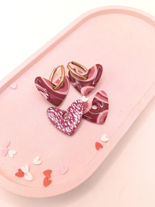 "Coeurs" bi-face bordeaux et rose