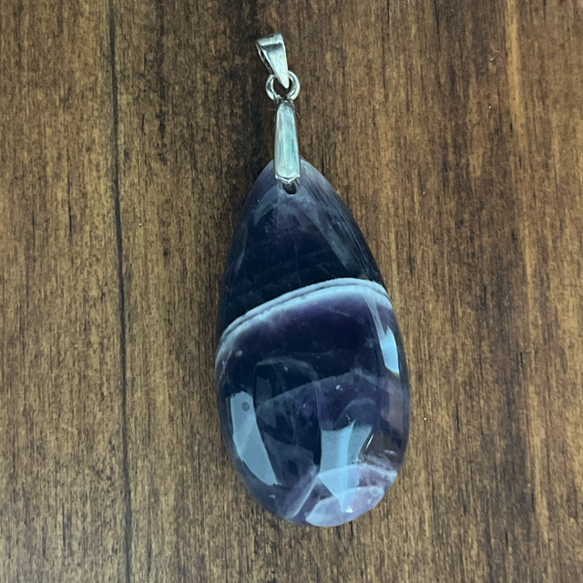 Pendentif en améthyste chevron et bélière argent 