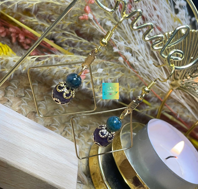 🧘‍♀️🌿Boucles d'oreilles en Améthyste et Agate mousse