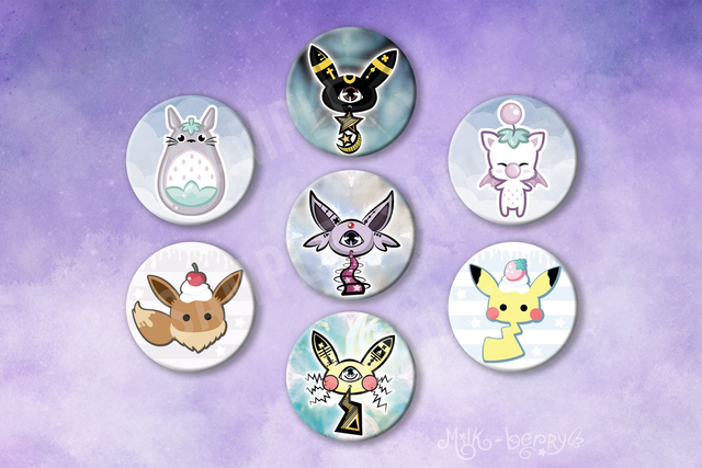 Badge 32mm Fanarts Pokemon Totoro Mog