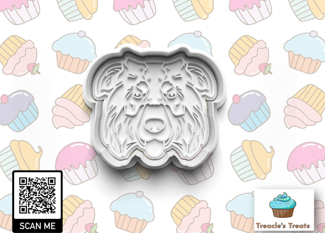 Australian Shepherd Head Fondant/cookie stamp with cutter