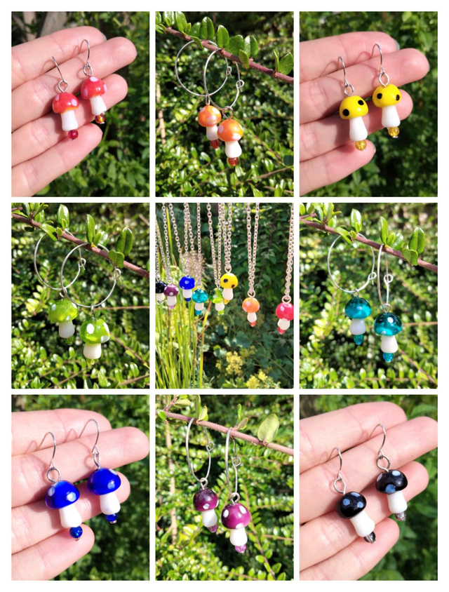 Lampwork Mushroom Earrings