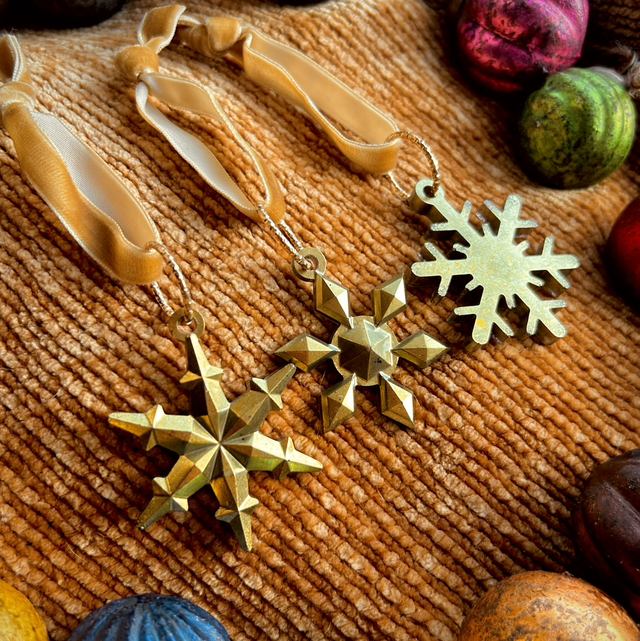 Snowflake Decorations Small (Pack of 3) - Old Gold