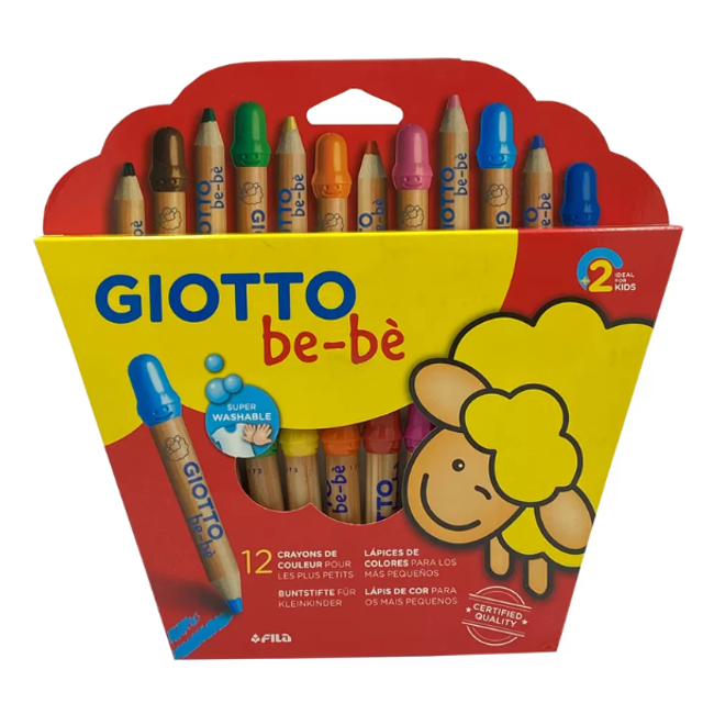 SUPER MATITONI 6/12 COLORI PIU TEMPERINO LAVABILI ATOSSICI GIOTTO BEBE