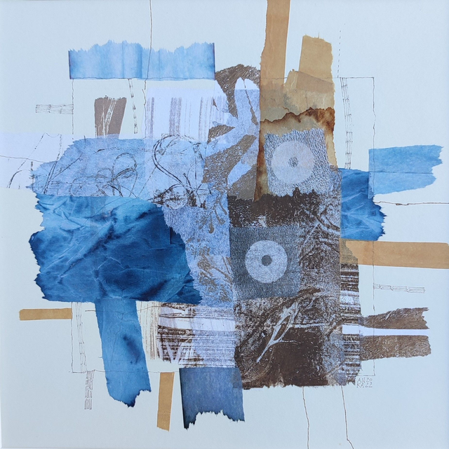 Kompozycja10, 30x30 (20x20 w świetle passe-partout) tech. mieszana 2023