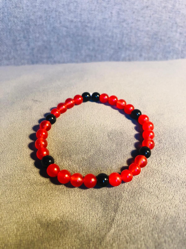 Black &amp; Red Agate Bracelet
