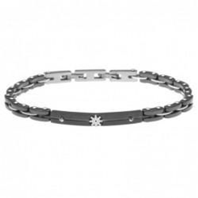 Bracciale uomo in acciaio e ceramica con timone