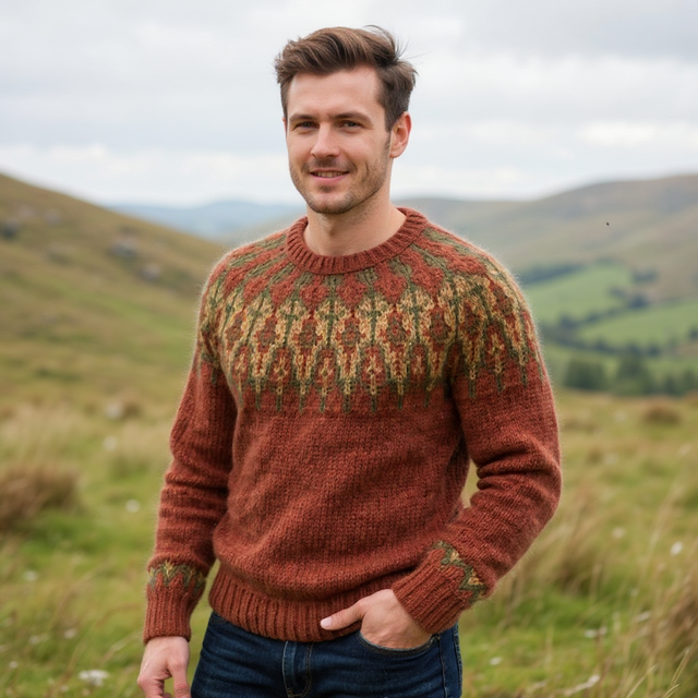 Tusseladd Polar Sweater Kit - Col 11 (Cognac) - Norwegian Wool &amp; Pattern - Linka Neumann